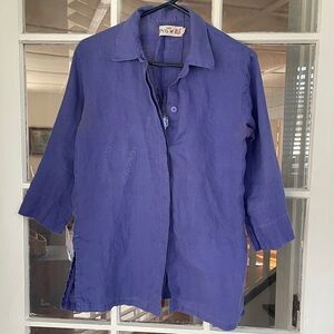 Vintage Jams World 100% Linen Shirt Women’s Small Periwinkle Made in Hawaii